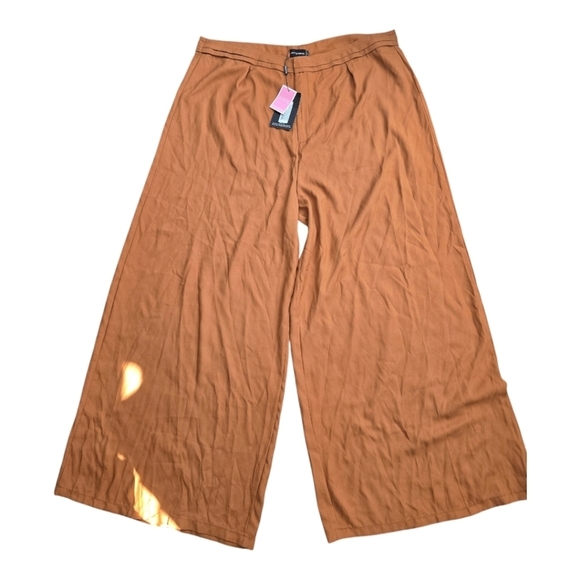 Pretty Little Thing Palazzo Satin Pants Women Sz 22 Plus Orange Wide Leg… - Picture 1 of 12